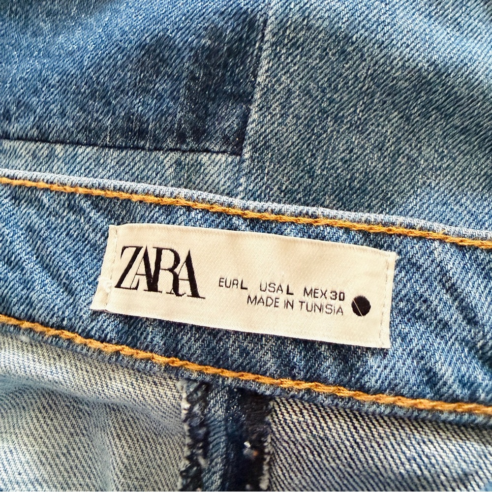 Zara Denim Patchwork Long Blue Skirt - Picture 7 of 7